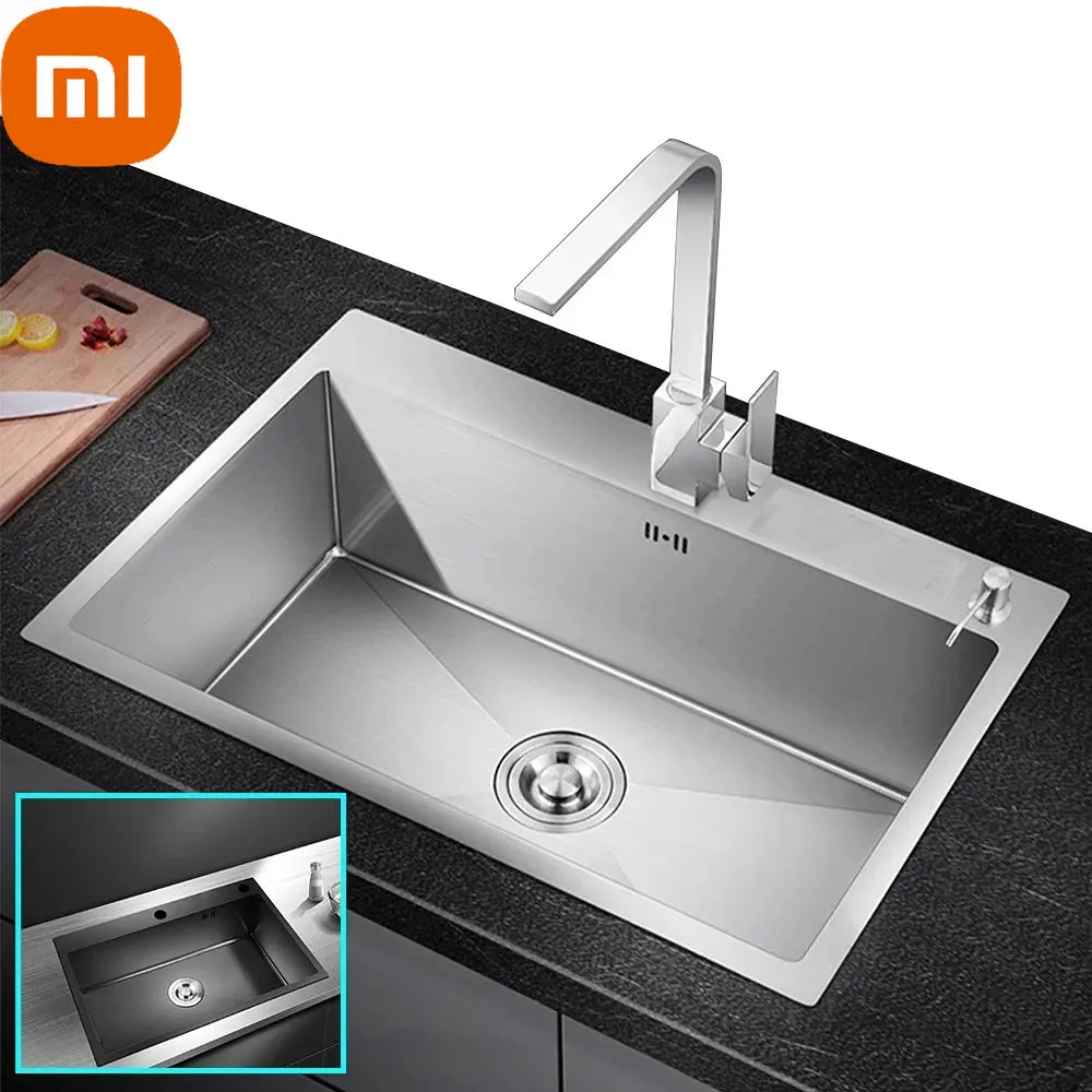 Кухненска мивка Xiaomi от неръждаема стомана, мивка, съдове за готвене, сливная кошница за кухненски мивки и водосточни тръбен накрайник правоъгълни