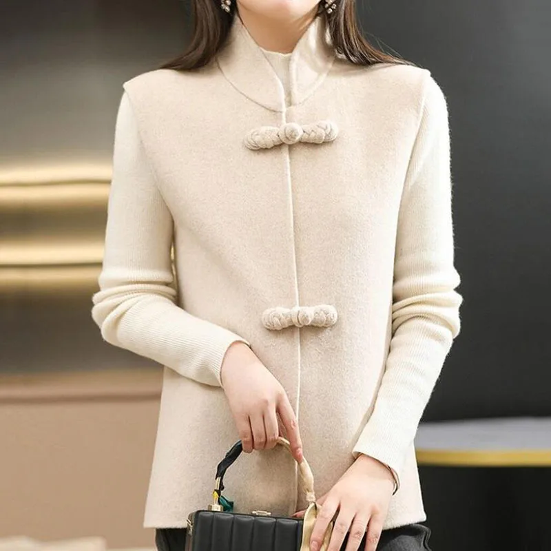 Новост 2022, есенно-зимно дамско яке, вълнена жилетка, женски корейски вълнени жилетки със свободно катарама, женски случайни жилетка, палто в стил Вайчуань