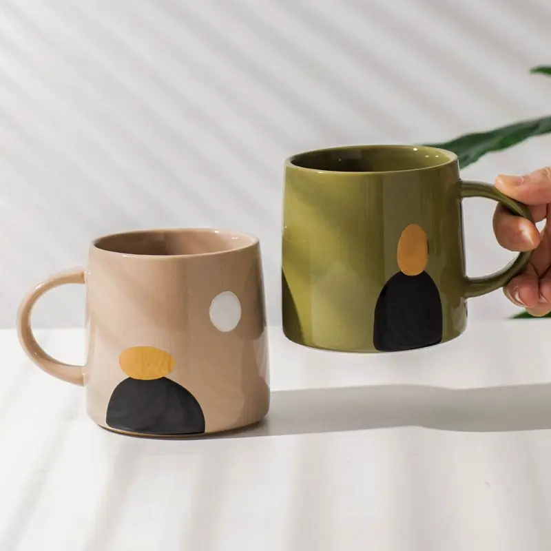 Скандинавски Стил, модерна минималистичная абстрактна Живопис, Офис керамични кафеена чаша, може да се използва в микровълнова фурна, може да отпечатате лого